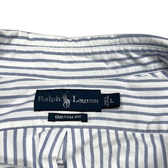 Ralph Lauren Striped Oxford White/Blue Size Large - Picture 3 of 6